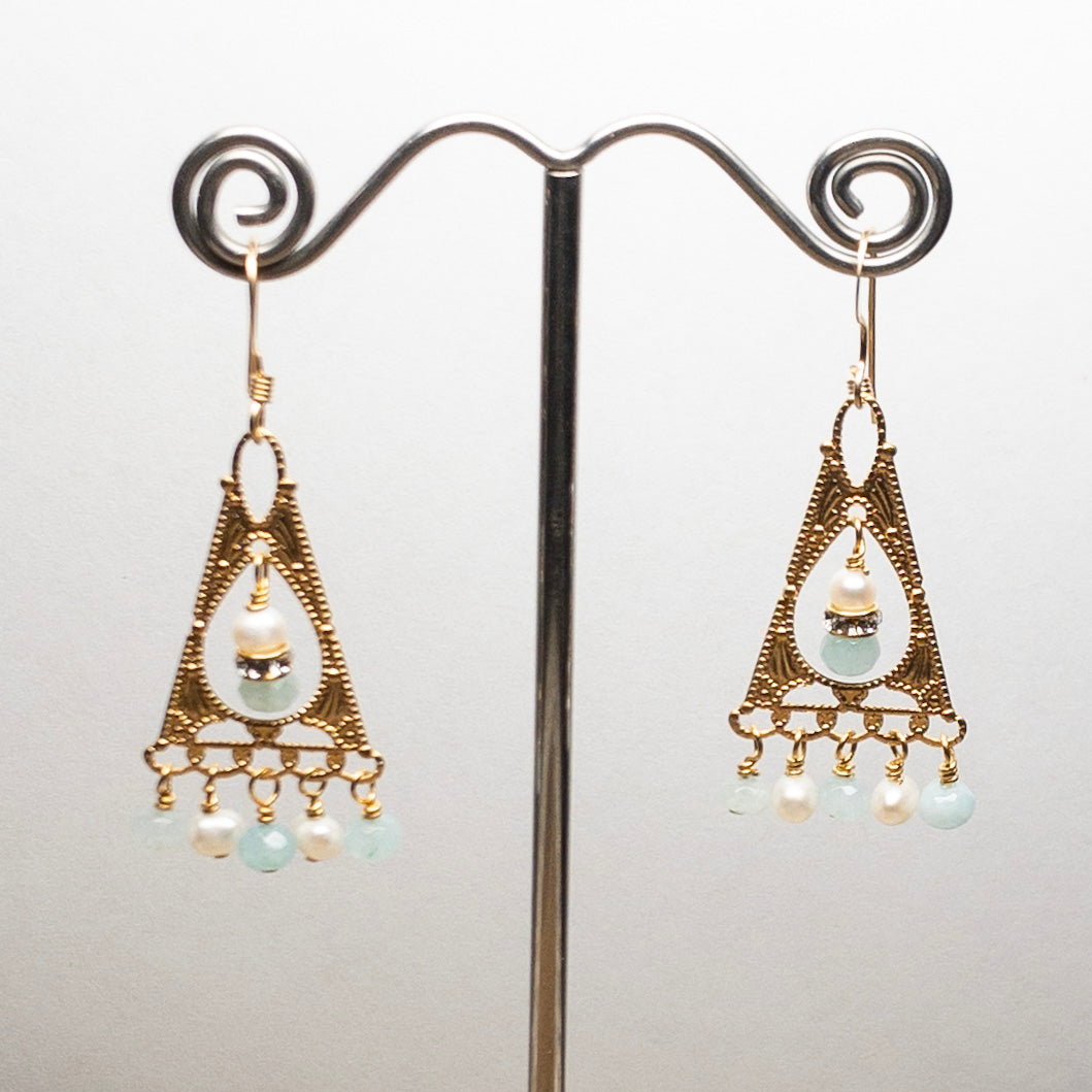 Gold Chandelier Luminous Gemstone Earring