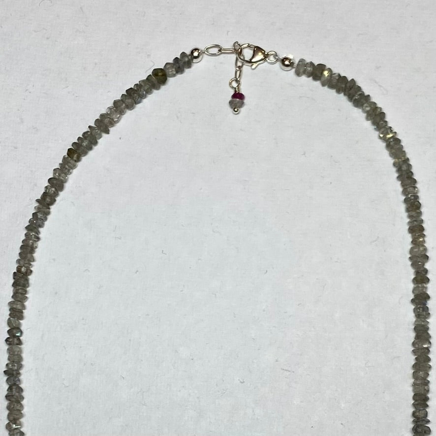 Labradorite and Ruby Cluster Drop