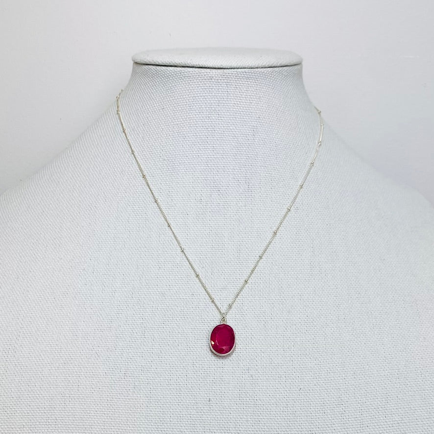 Ruby oval pendant necklace
