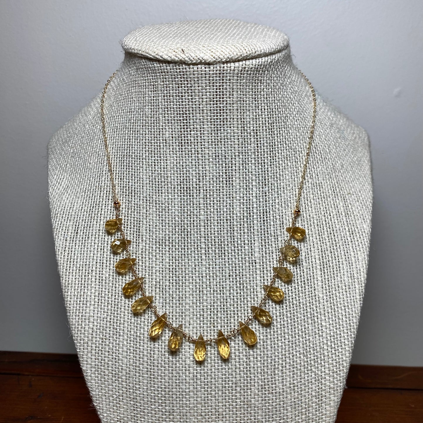 Citrine Faceted Teardrop Necklace