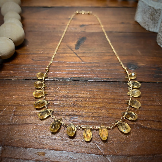 Citrine Faceted Teardrop Necklace