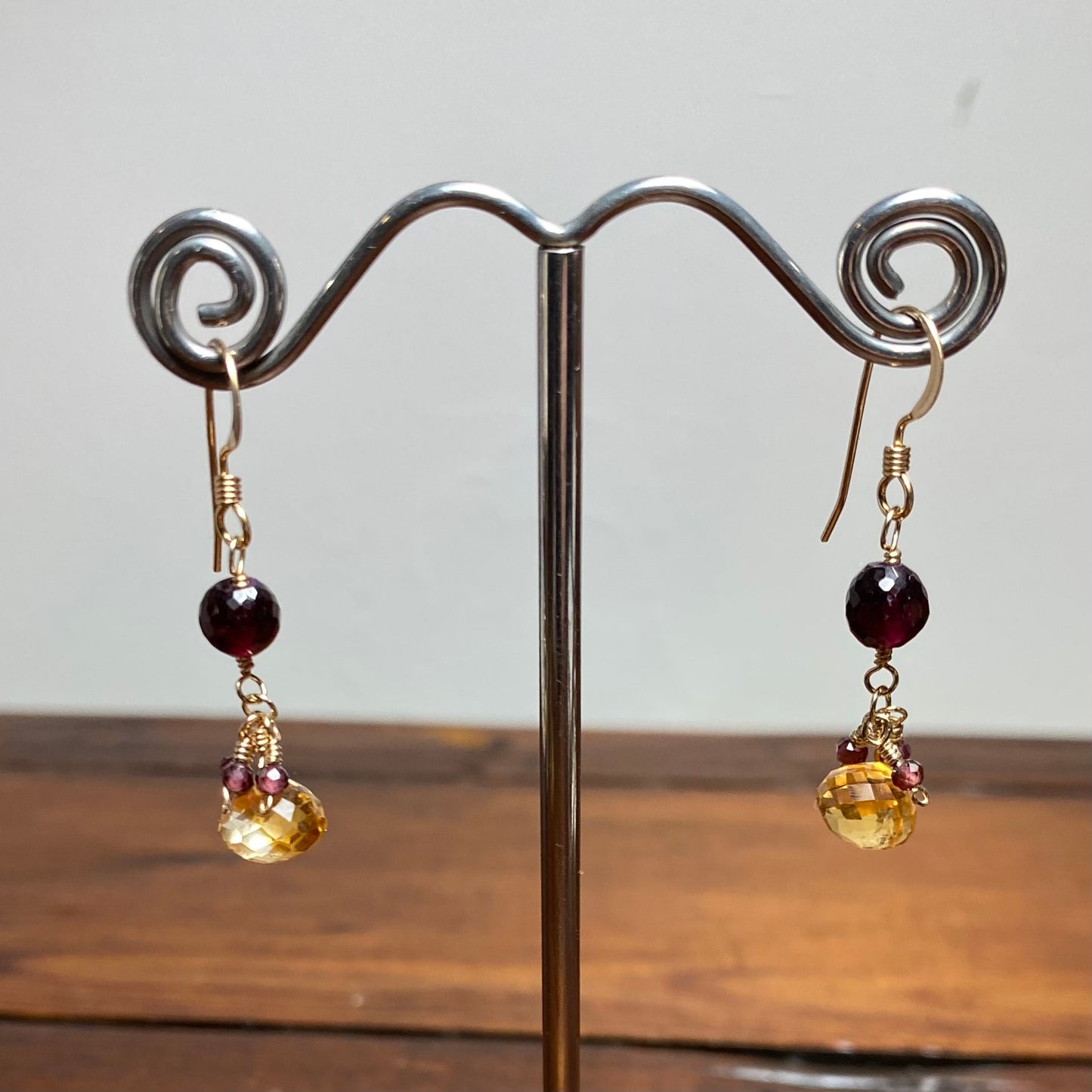 Garnet and Citrine Earrings
