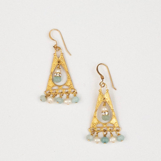 Gold Chandelier Luminous Gemstone Earring