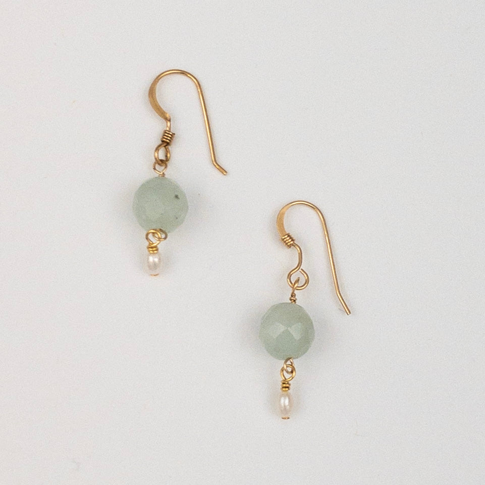 Aquamarine and Pearl Drop Earrings