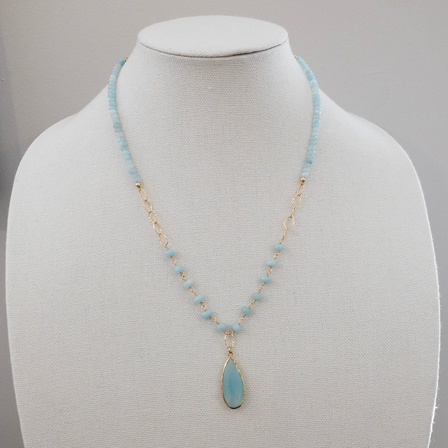 Faceted Chalcedony Statement Necklace