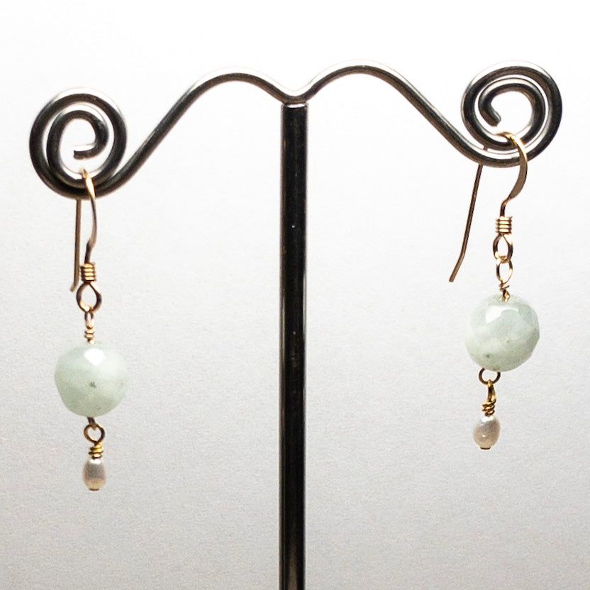 Aquamarine and Pearl Drop Earrings