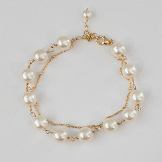 Layered Pearl and Satellite Chain Bracelet