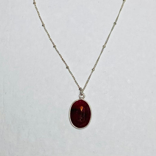 Ruby oval pendant necklace