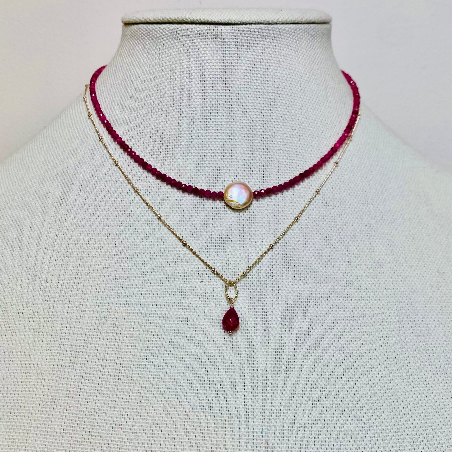 Ruby Briolite Necklace/July Birthstone Necklace