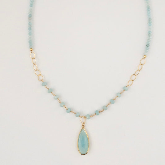 Faceted Chalcedony Statement Necklace