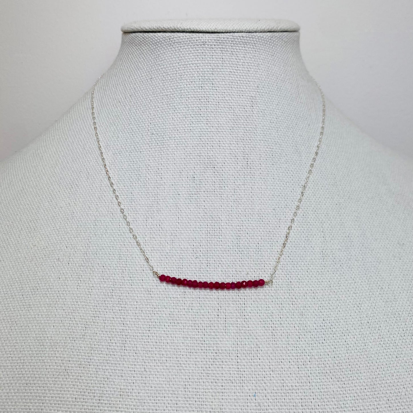 Ruby Gemstone Bar Necklace