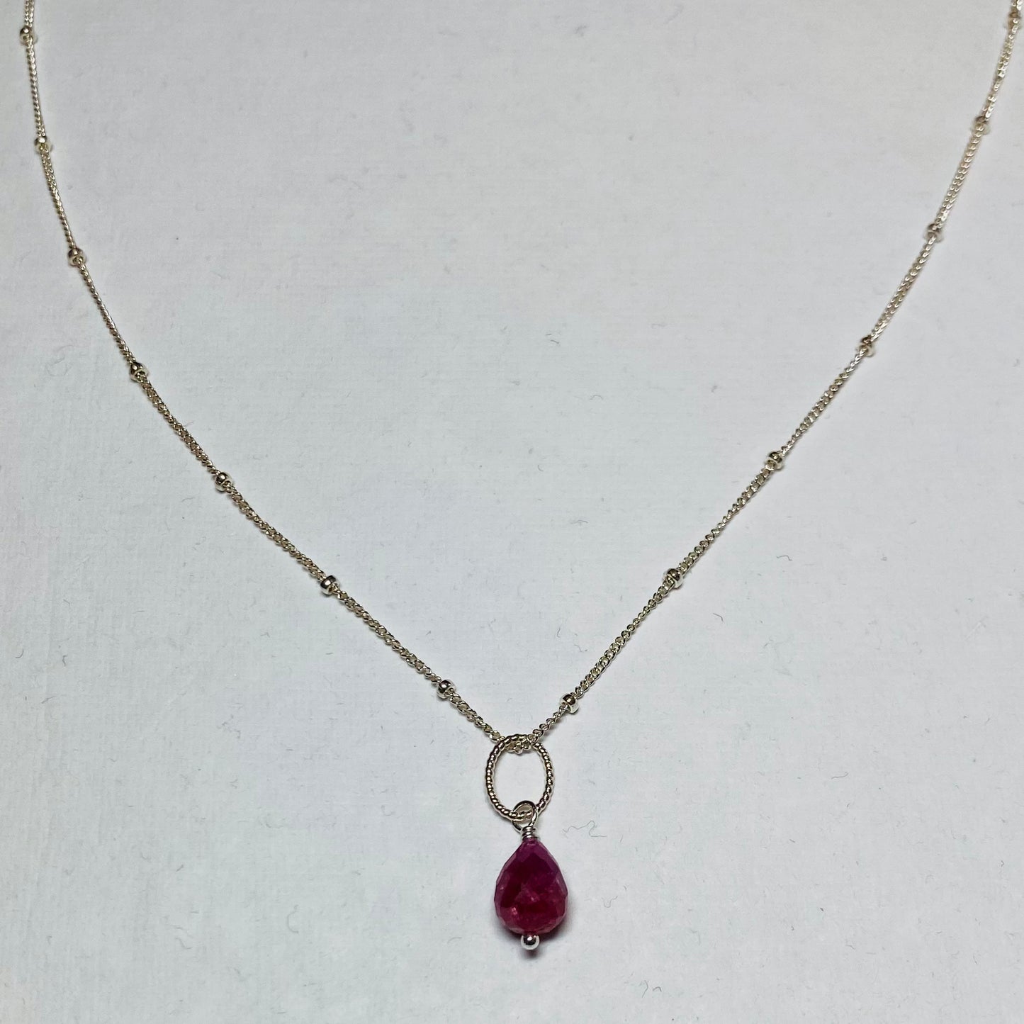 Ruby Briolite Necklace/July Birthstone Necklace