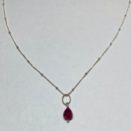 Ruby Briolite Necklace/July Birthstone Necklace