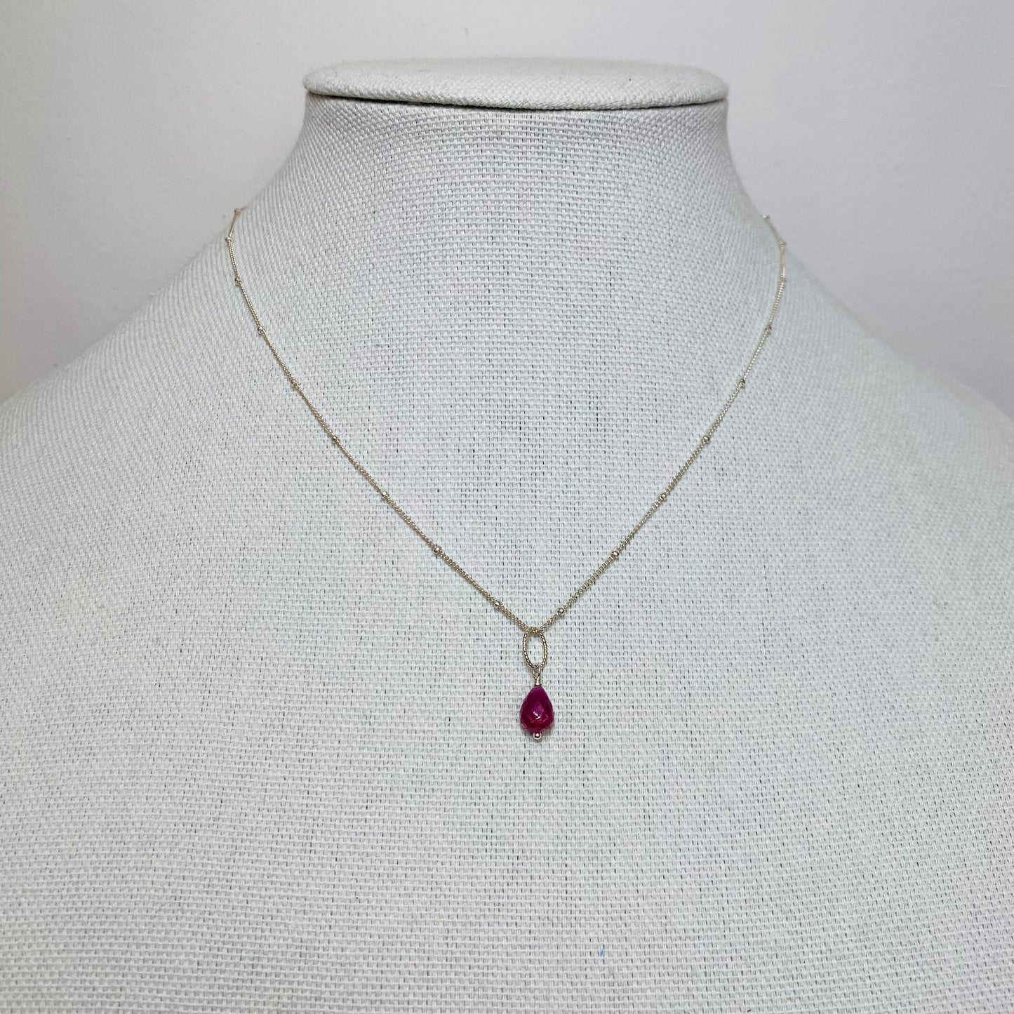 Ruby Briolite Necklace/July Birthstone Necklace