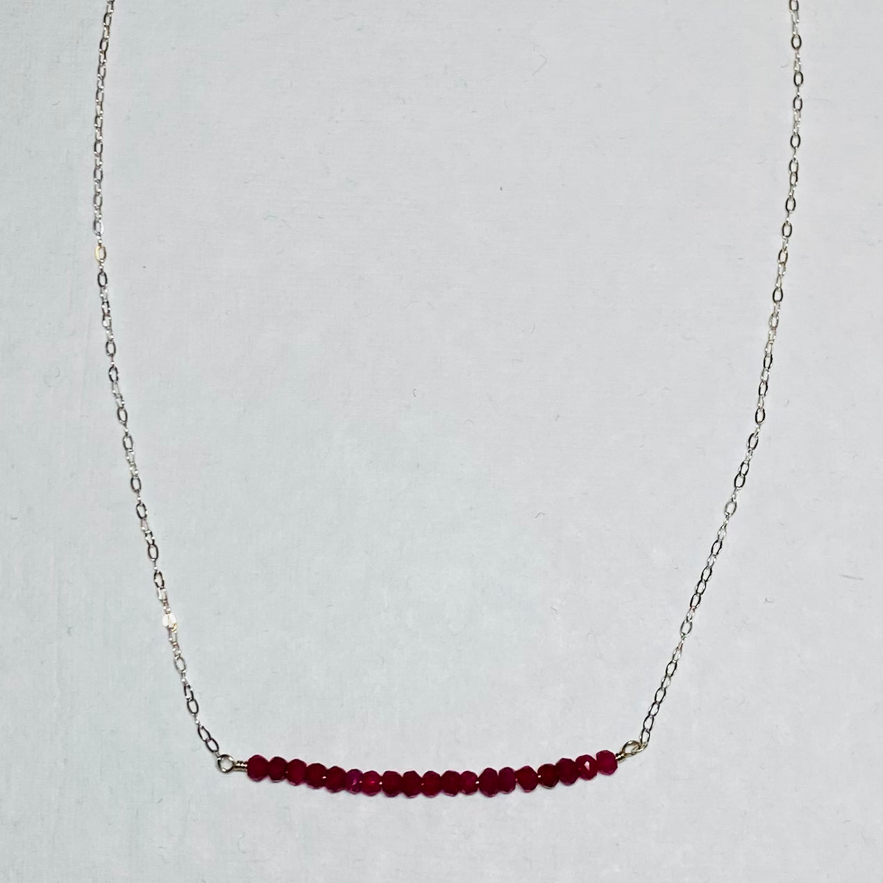 Ruby Gemstone Bar Necklace