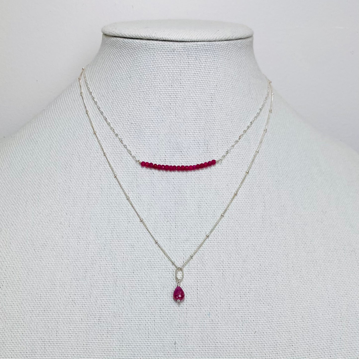 Ruby Gemstone Bar Necklace