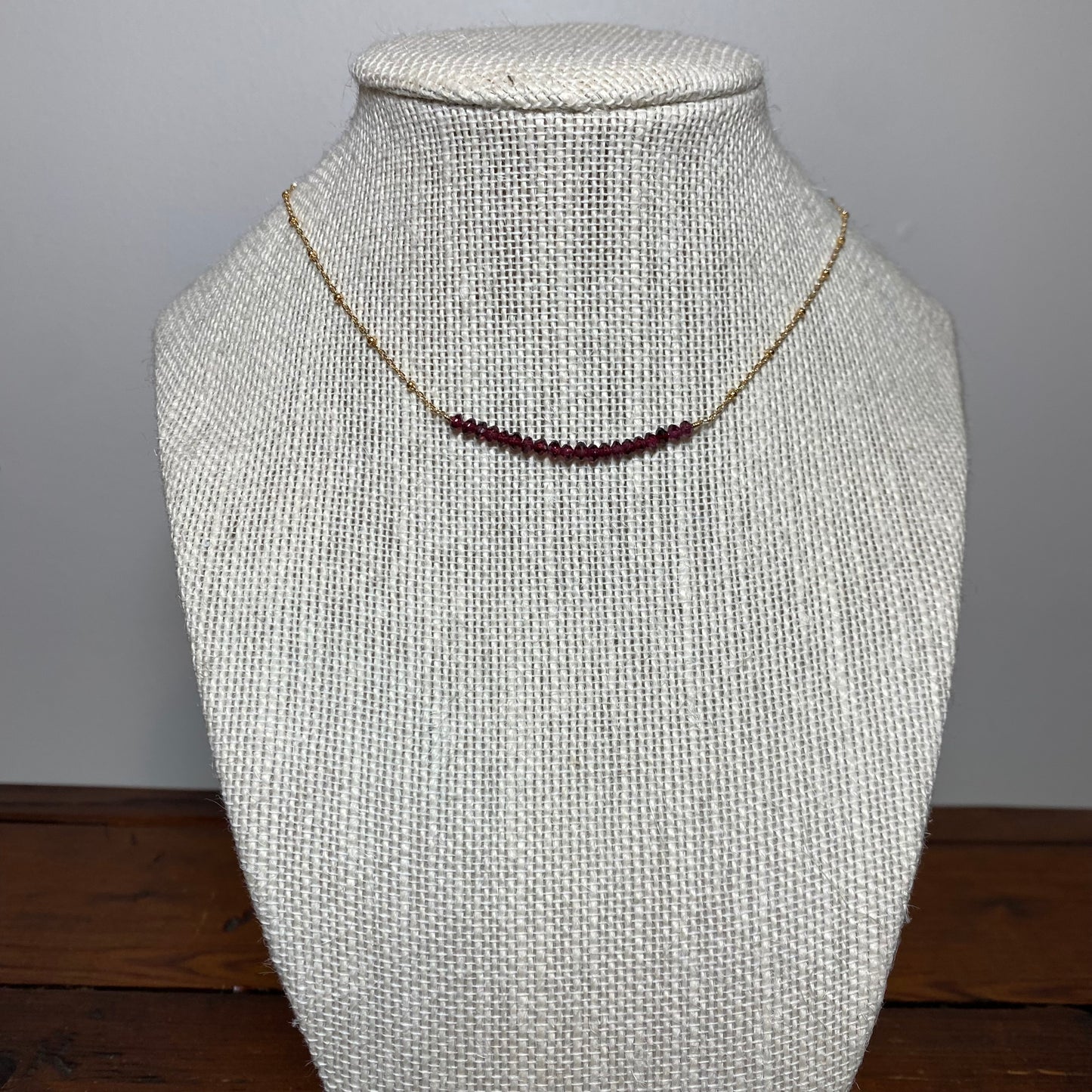 Garnet Gemstone Bar Necklace