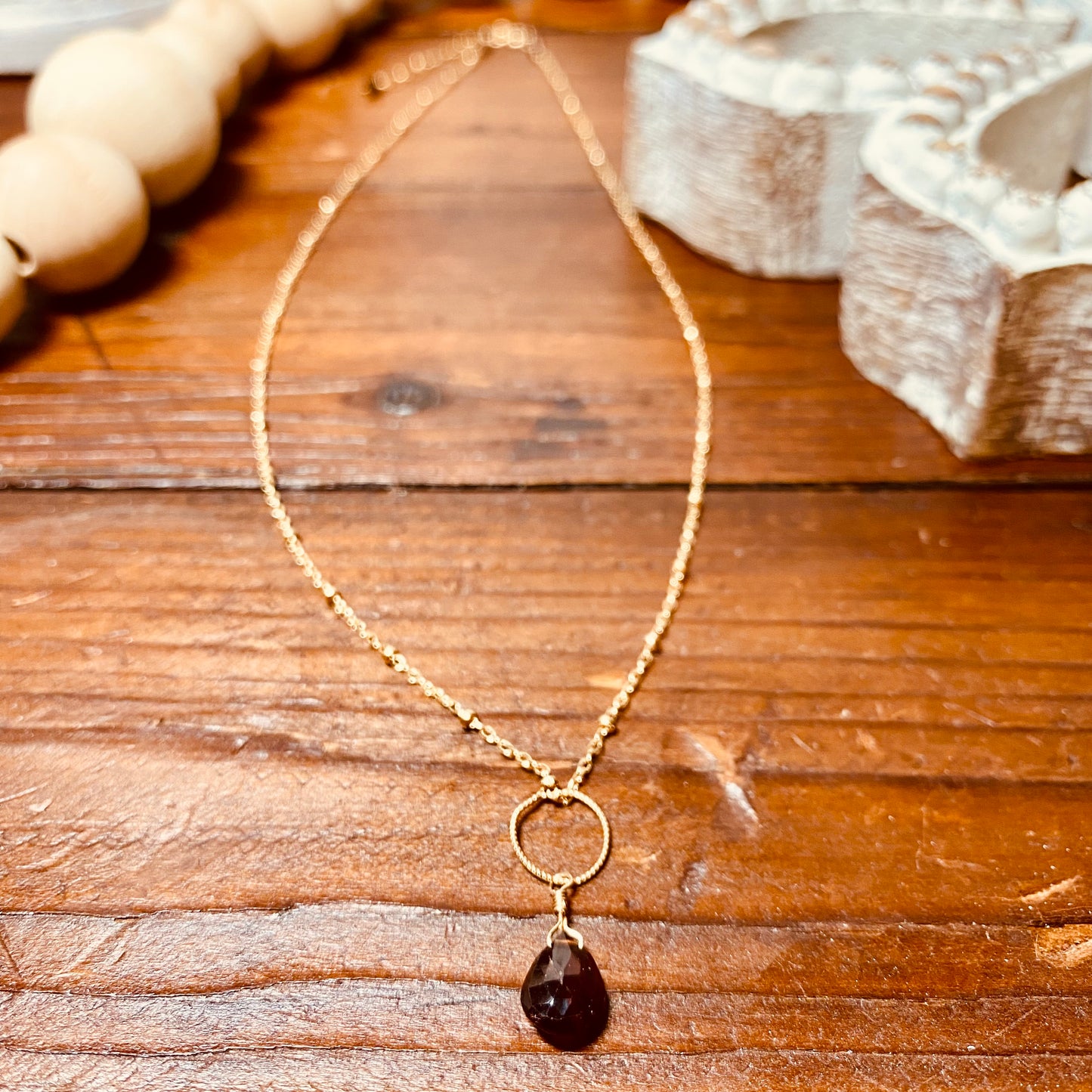 Garnet Teardrop Necklace/January Birthstone Necklace