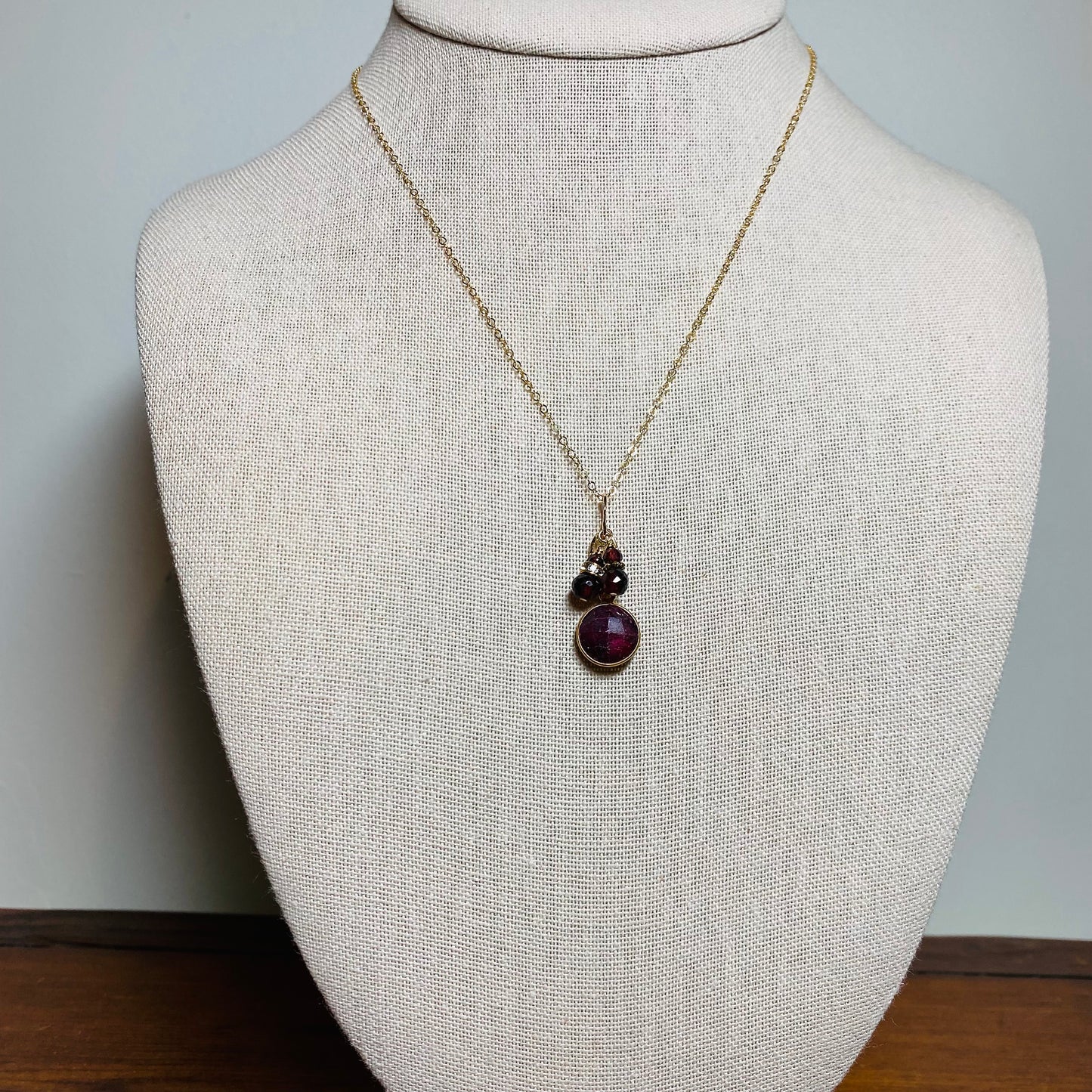 Garnet Gemstone Cluster Necklace