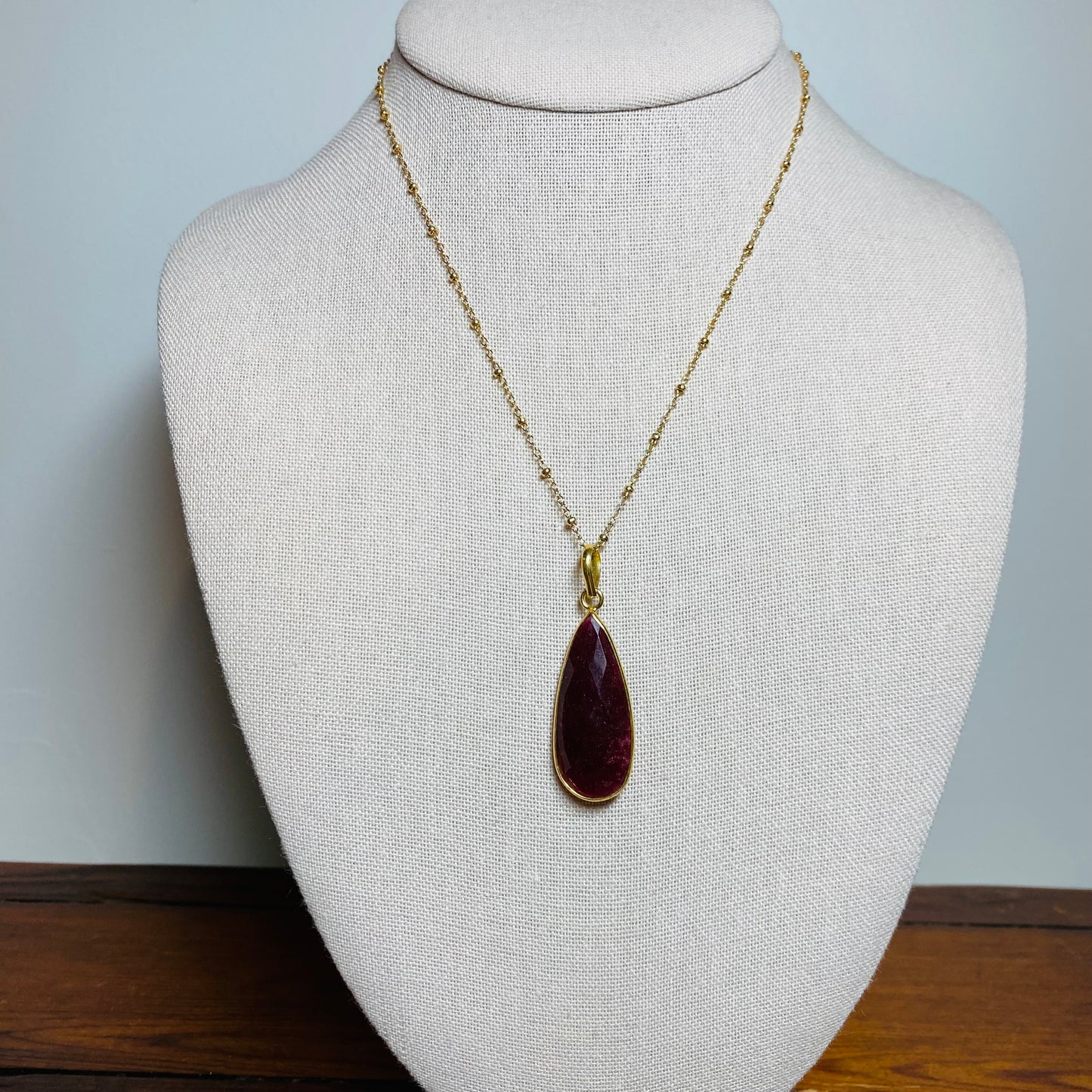 Ruby Teardrop Pendant Necklace