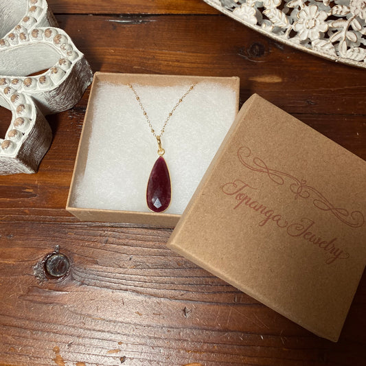 Ruby Teardrop Pendant Necklace